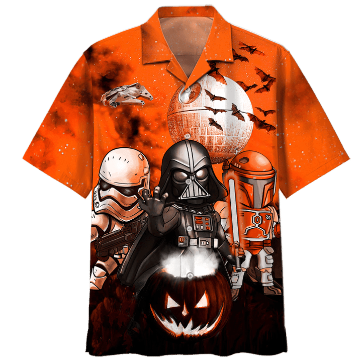 Star wars darth vader boba fett stormtrooper halloween night hawaiian shirt