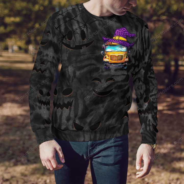Sugar skull school bus Halloween 3d shirt, sweatshirt 8