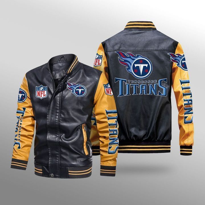 Tennessee Titans Leather Bomber Jacket 3