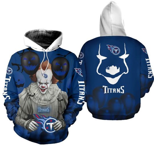 Tennessee titans pennywise the dancing clown it halloween 3d all over print hoodie
