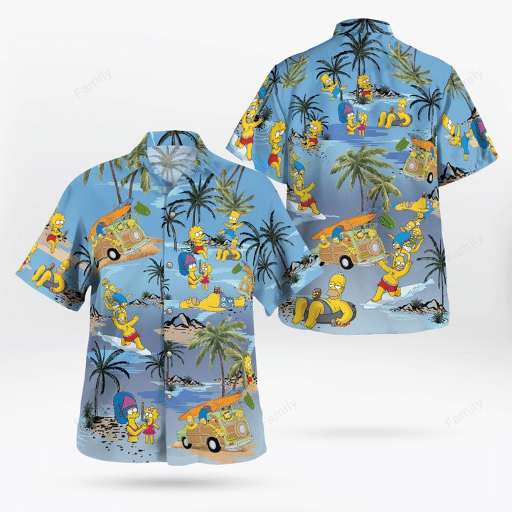 The Simpsons family on the island hawaiian shirt 1