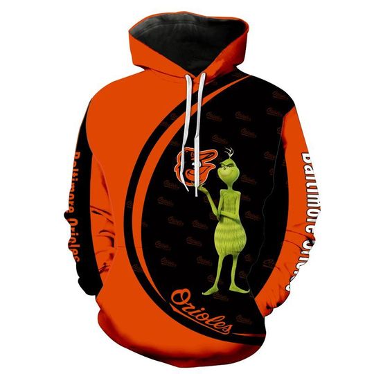 The grinch Baltimore orioles 3d all over print hoodie3