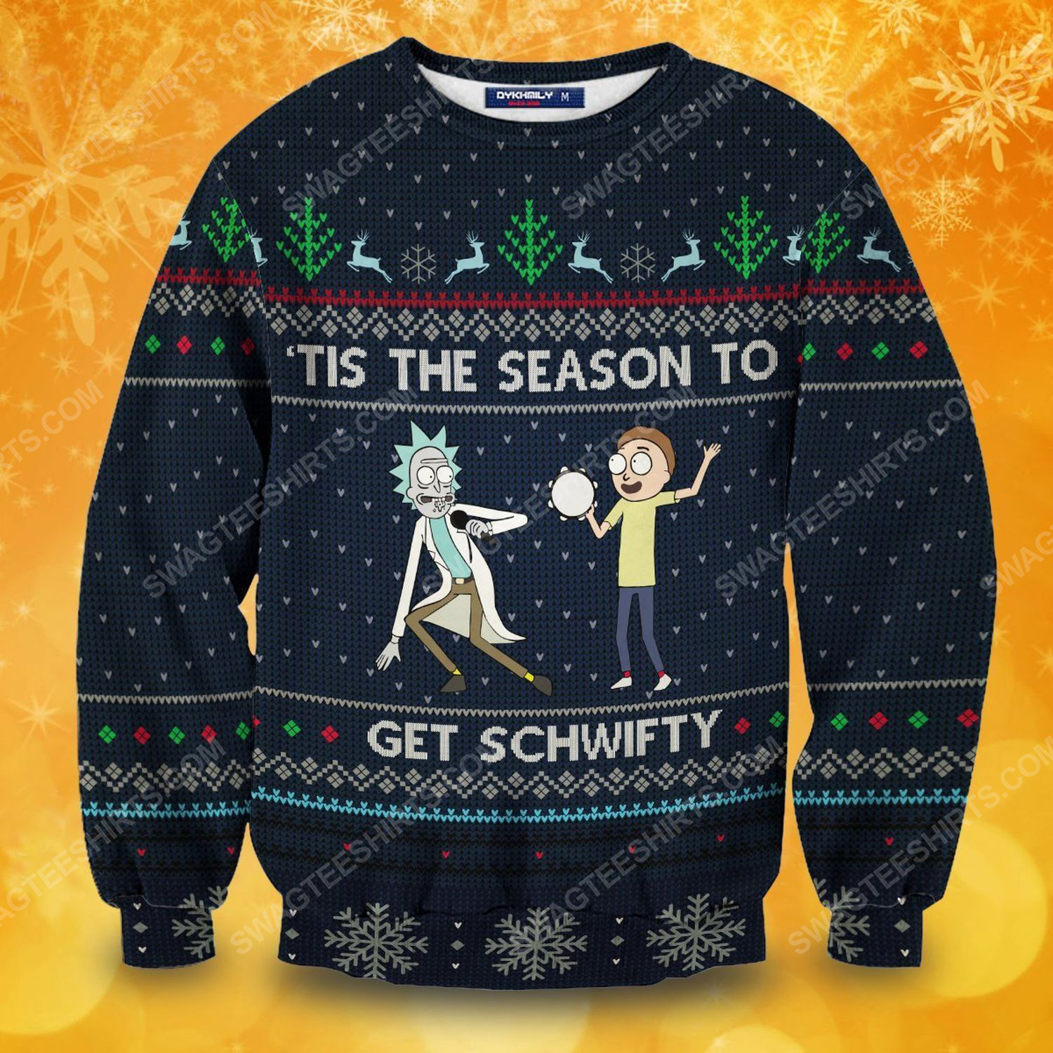 Tis the season to get schwifty rick and morty full print ugly christmas sweater 1