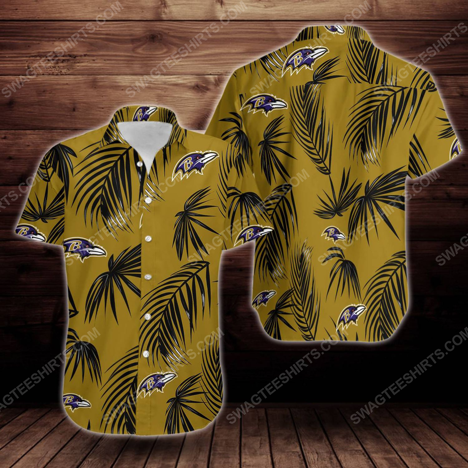 Tropical baltimore ravens short sleeve hawaiian shirt 1