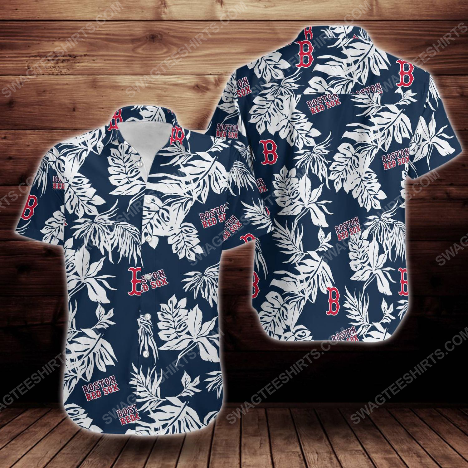 Tropical boston red sox short sleeve hawaiian shirt 1
