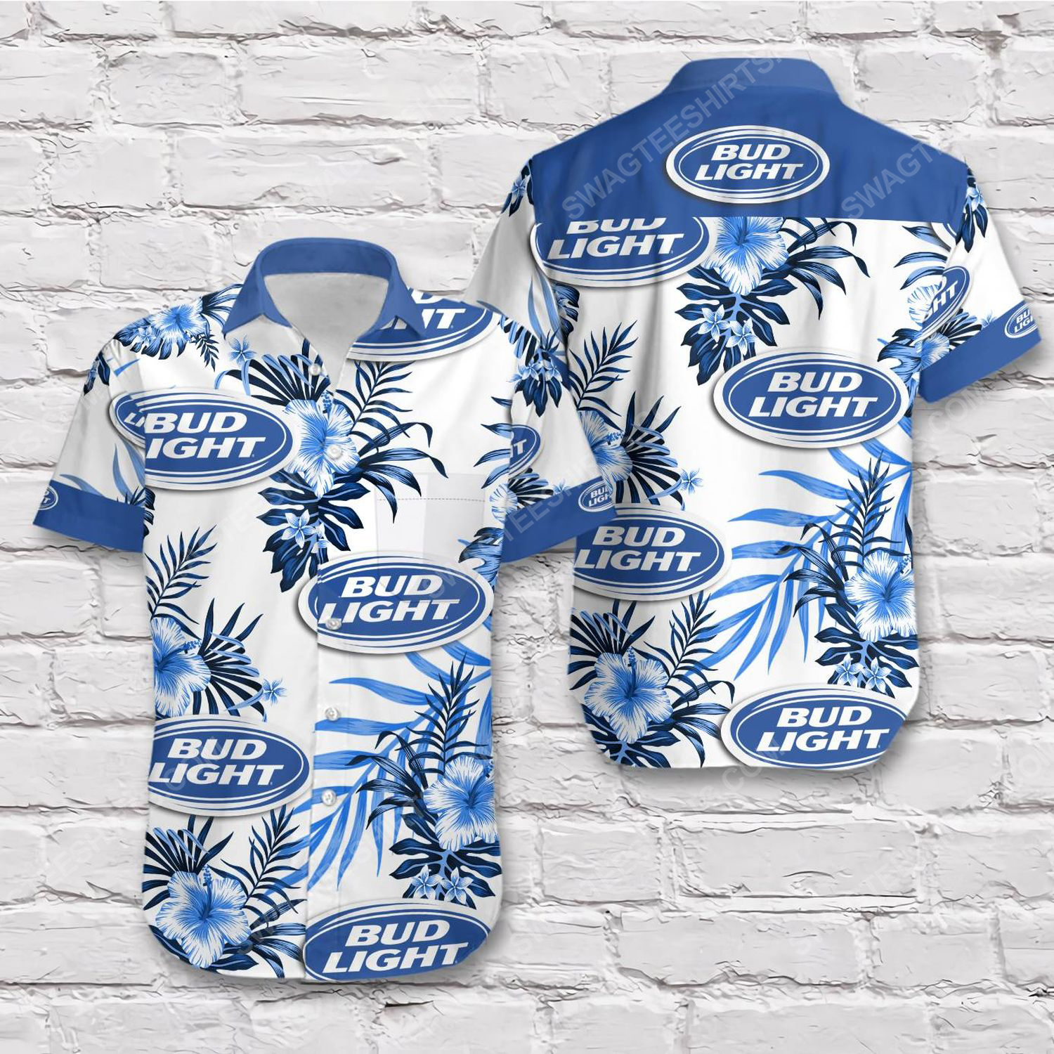 Tropical bud light beer short sleeve hawaiian shirt 1