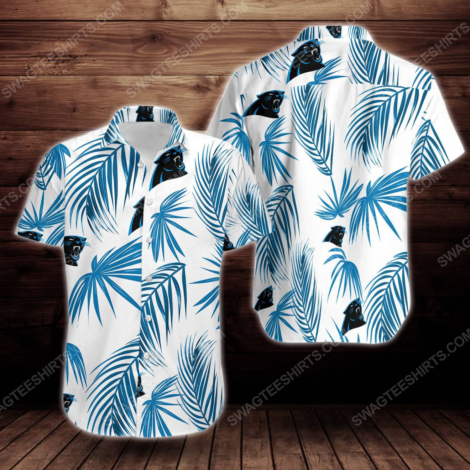 Tropical carolina panthers short sleeve hawaiian shirt 1