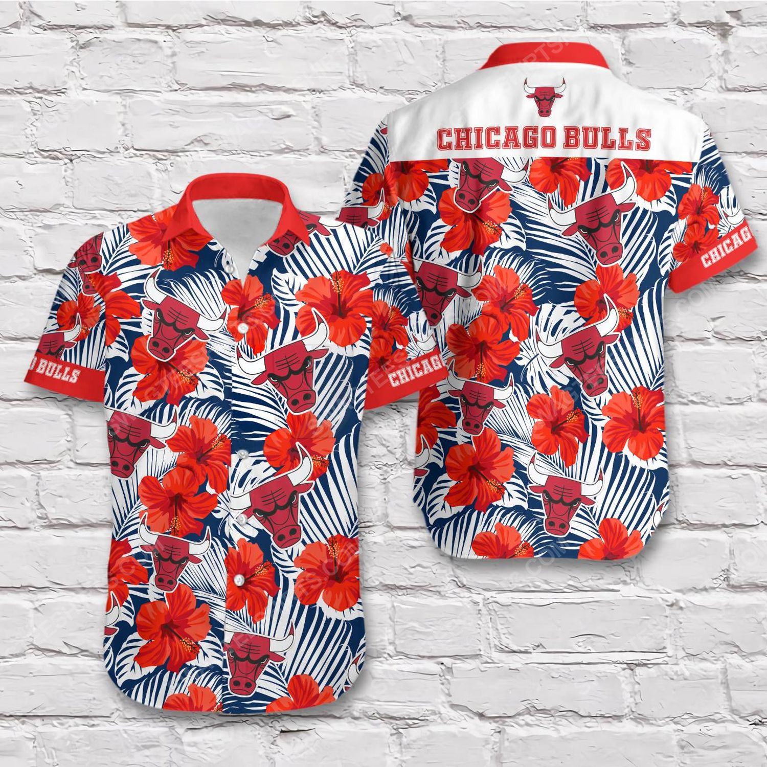 Tropical chicago bulls short sleeve hawaiian shirt 1
