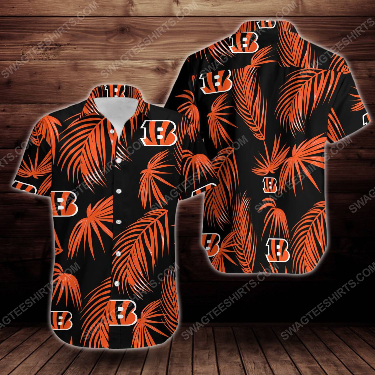 Tropical cincinnati bengals short sleeve hawaiian shirt 1