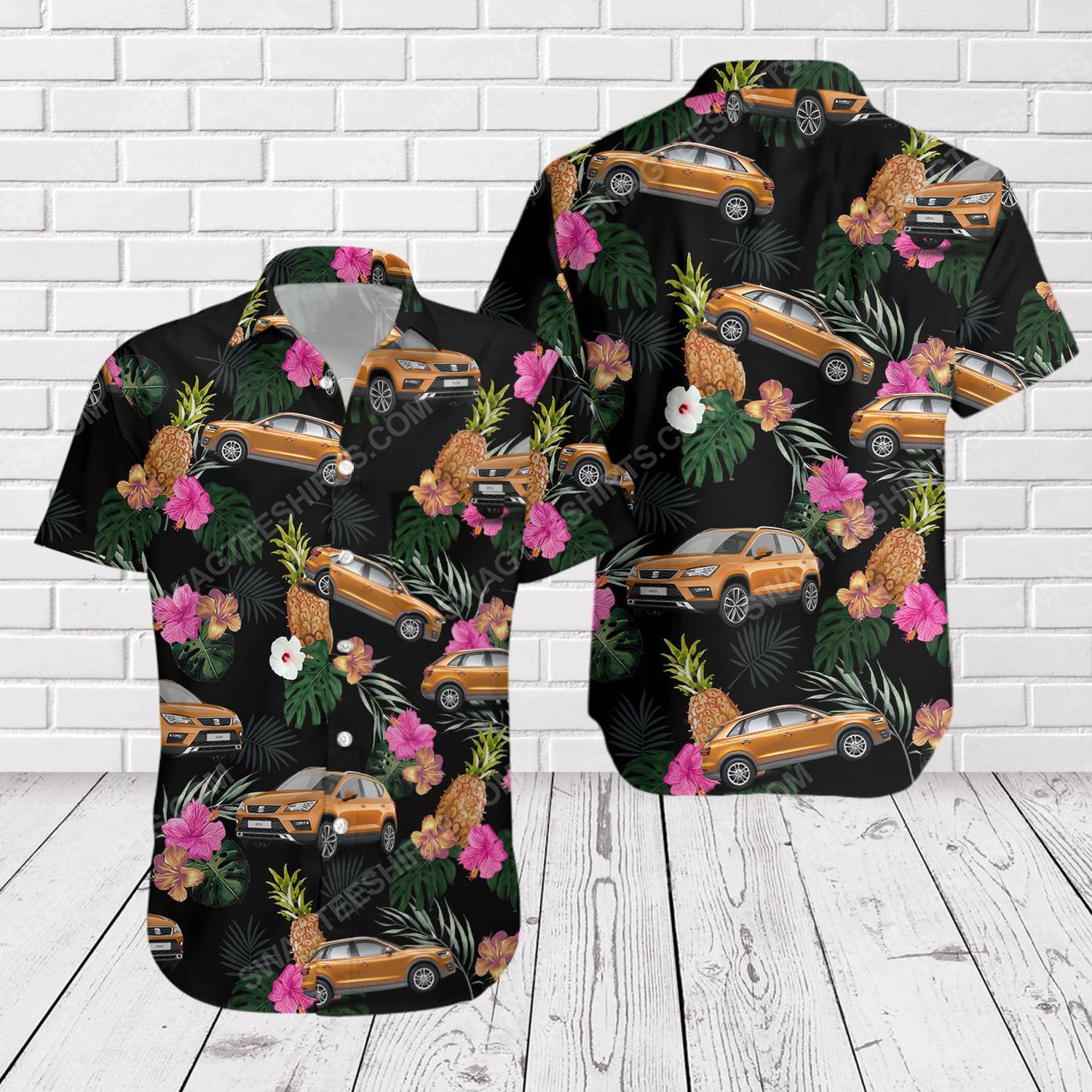Tropical summer audi car short sleeve hawaiian shirt 1