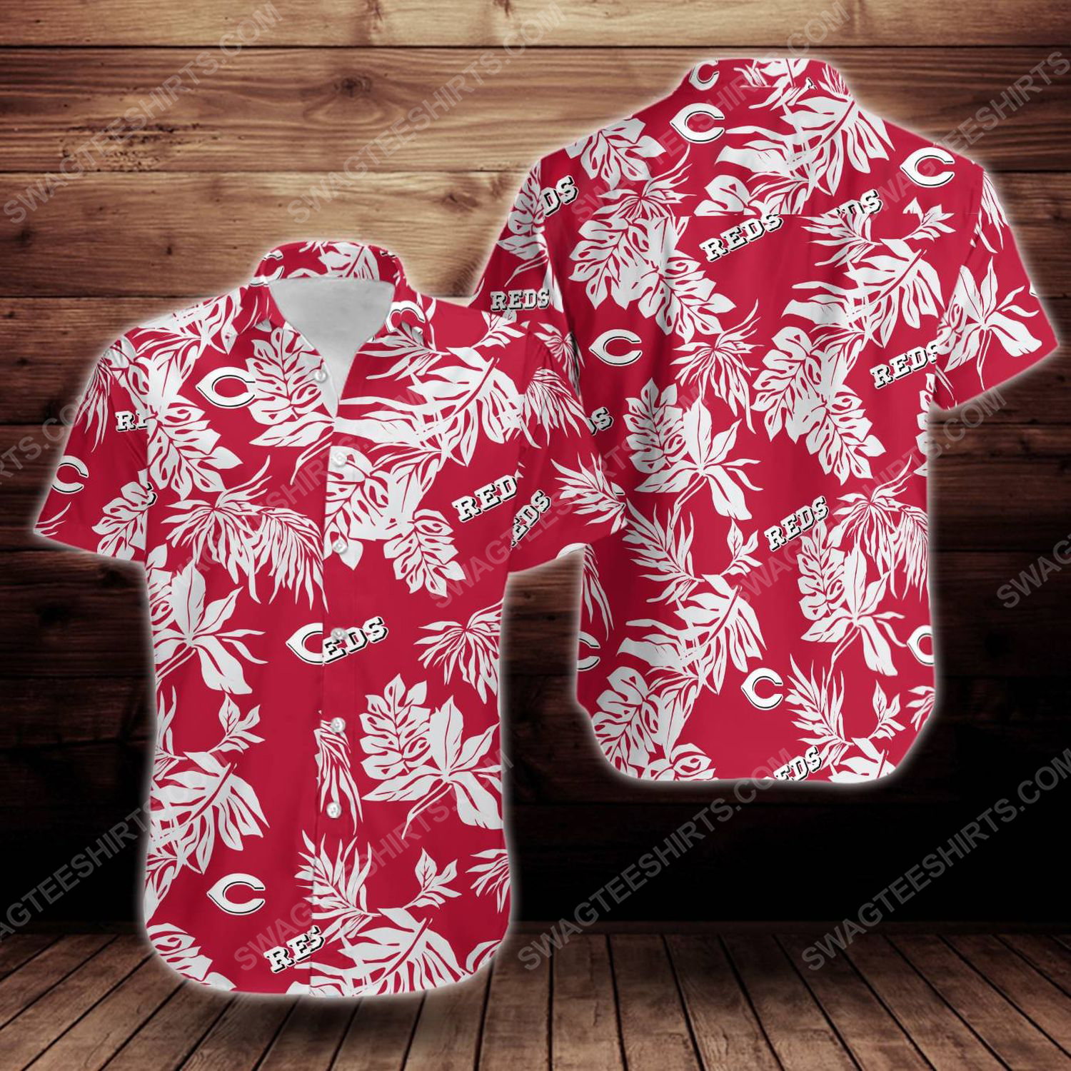 Tropical summer cincinnati reds short sleeve hawaiian shirt 1