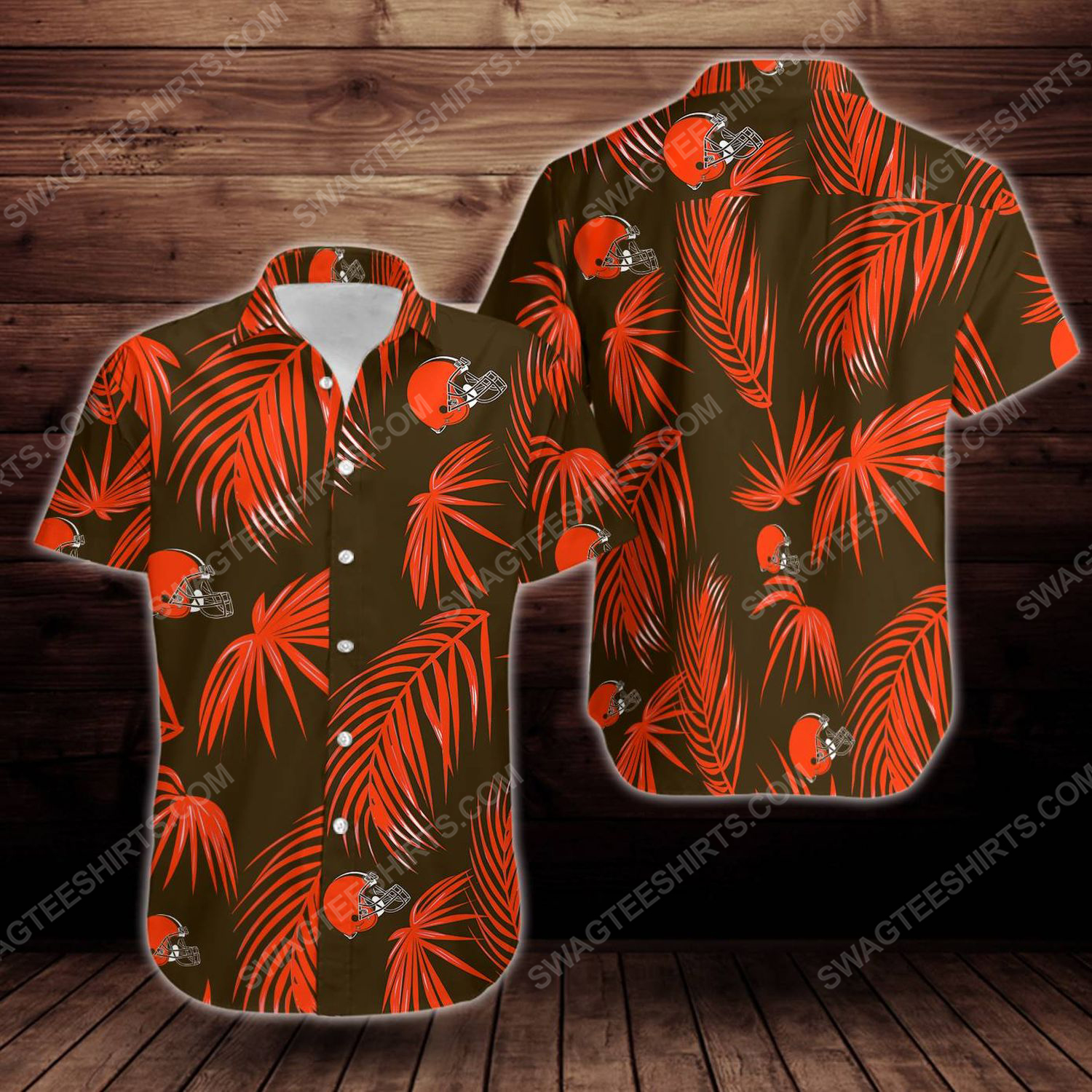 Tropical summer cleveland browns short sleeve hawaiian shirt 1