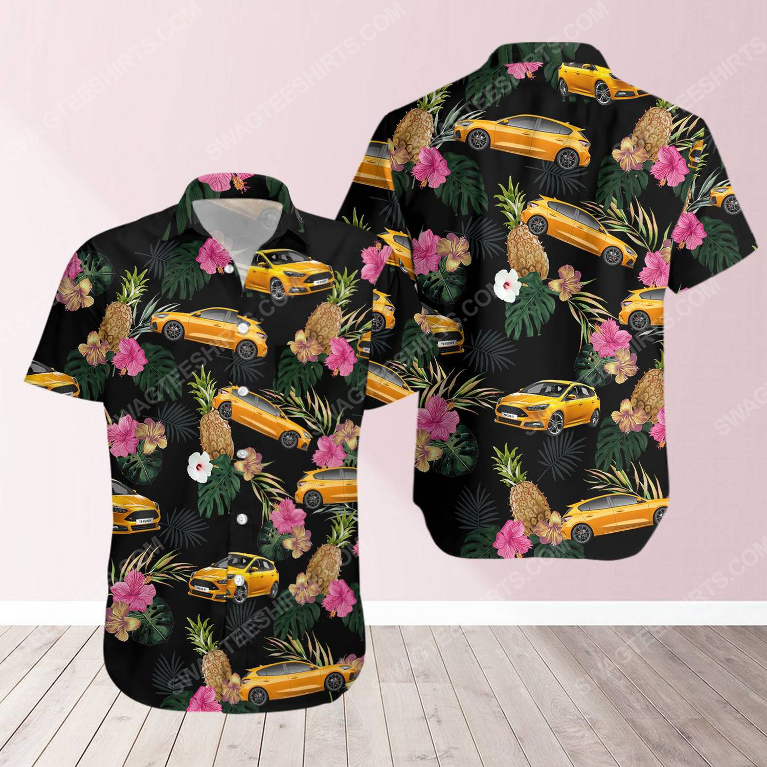 Tropical summer ford car short sleeve hawaiian shirt 1