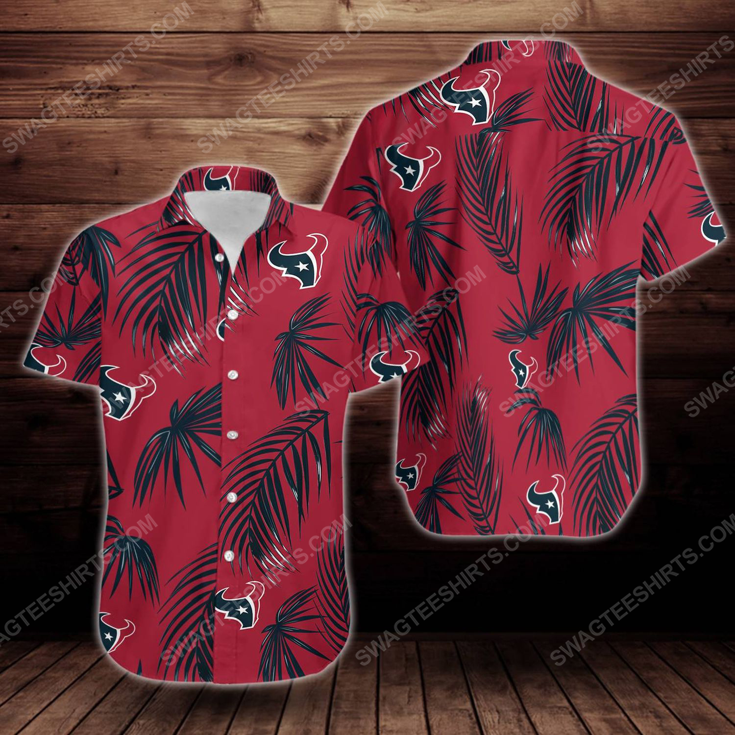 Tropical summer houston texans short sleeve hawaiian shirt 1