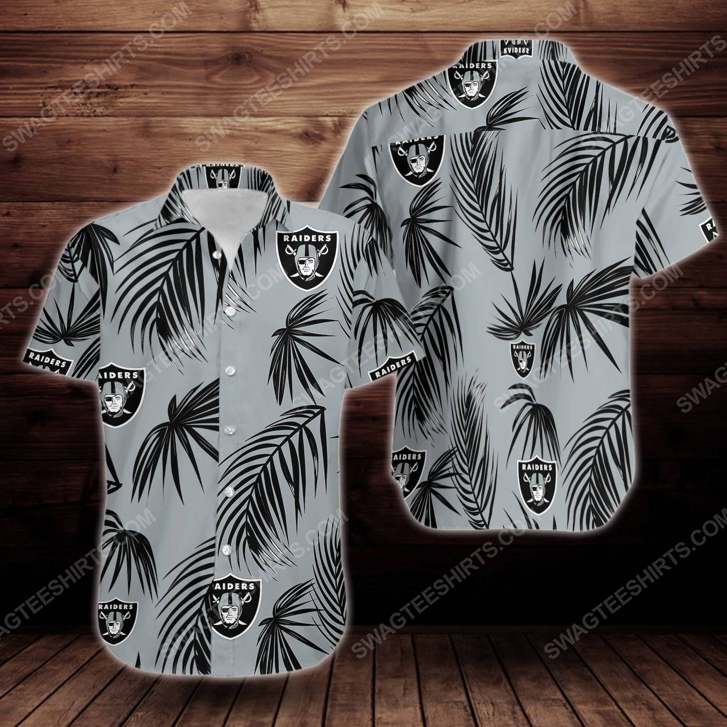 Tropical summer las vegas raiders short sleeve hawaiian shirt 1