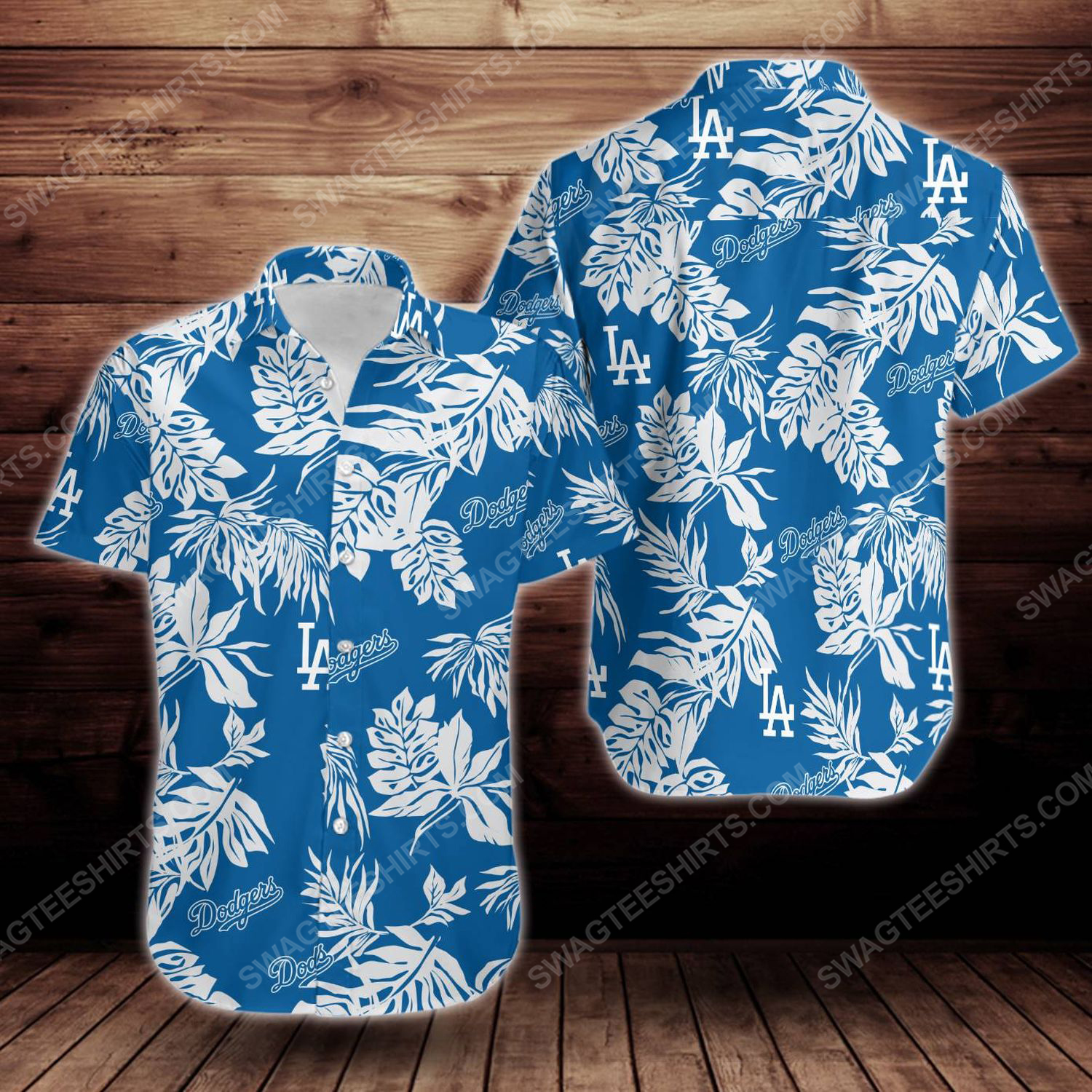 Tropical summer los angeles dodgers short sleeve hawaiian shirt 1
