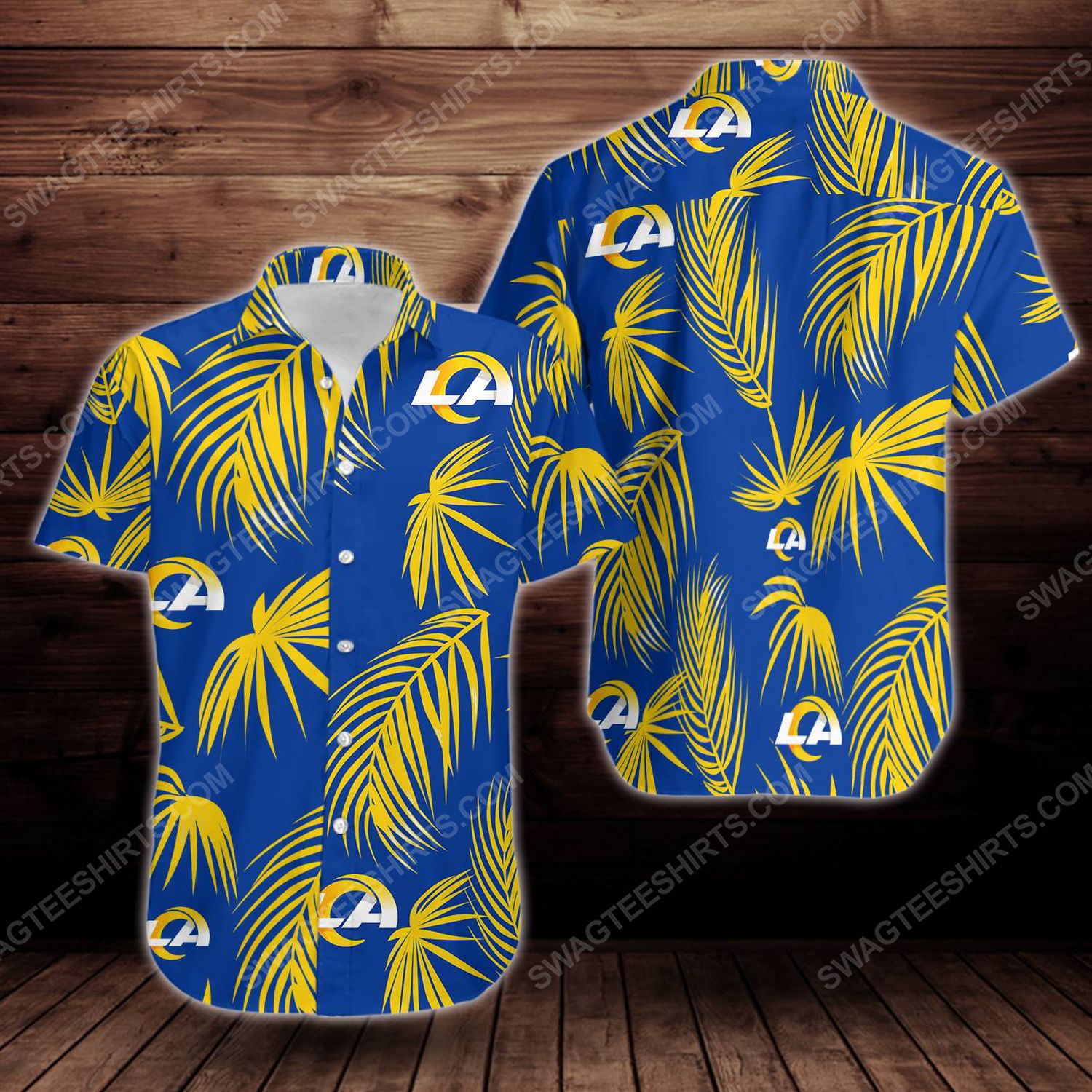 Tropical summer los angeles rams short sleeve hawaiian shirt 1