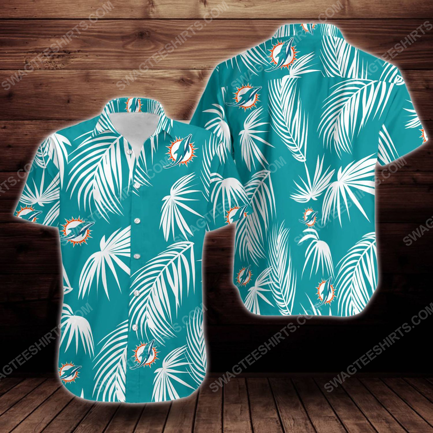 Tropical summer miami dolphins short sleeve hawaiian shirt 1