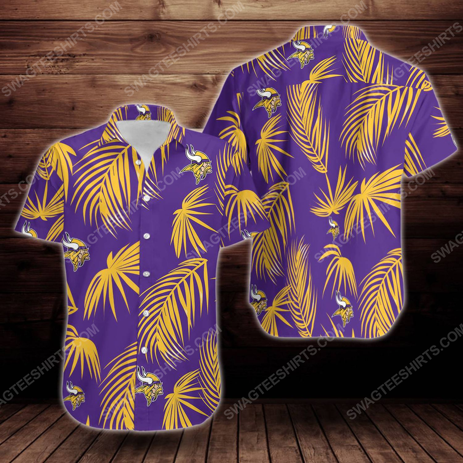 Tropical summer minnesota vikings short sleeve hawaiian shirt 1