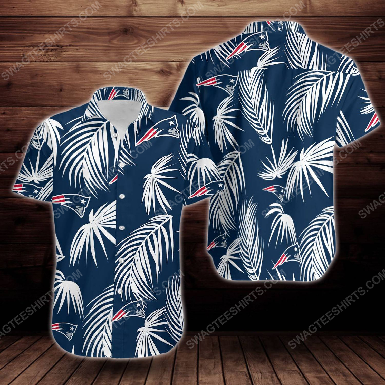 Tropical summer new england patriots short sleeve hawaiian shirt 1