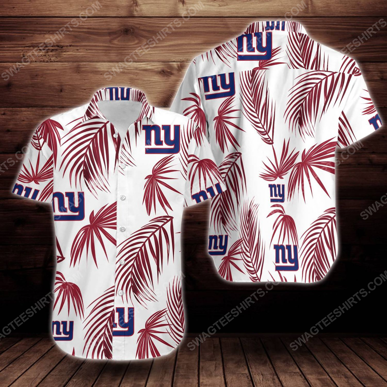 Tropical summer new york giants short sleeve hawaiian shirt 1