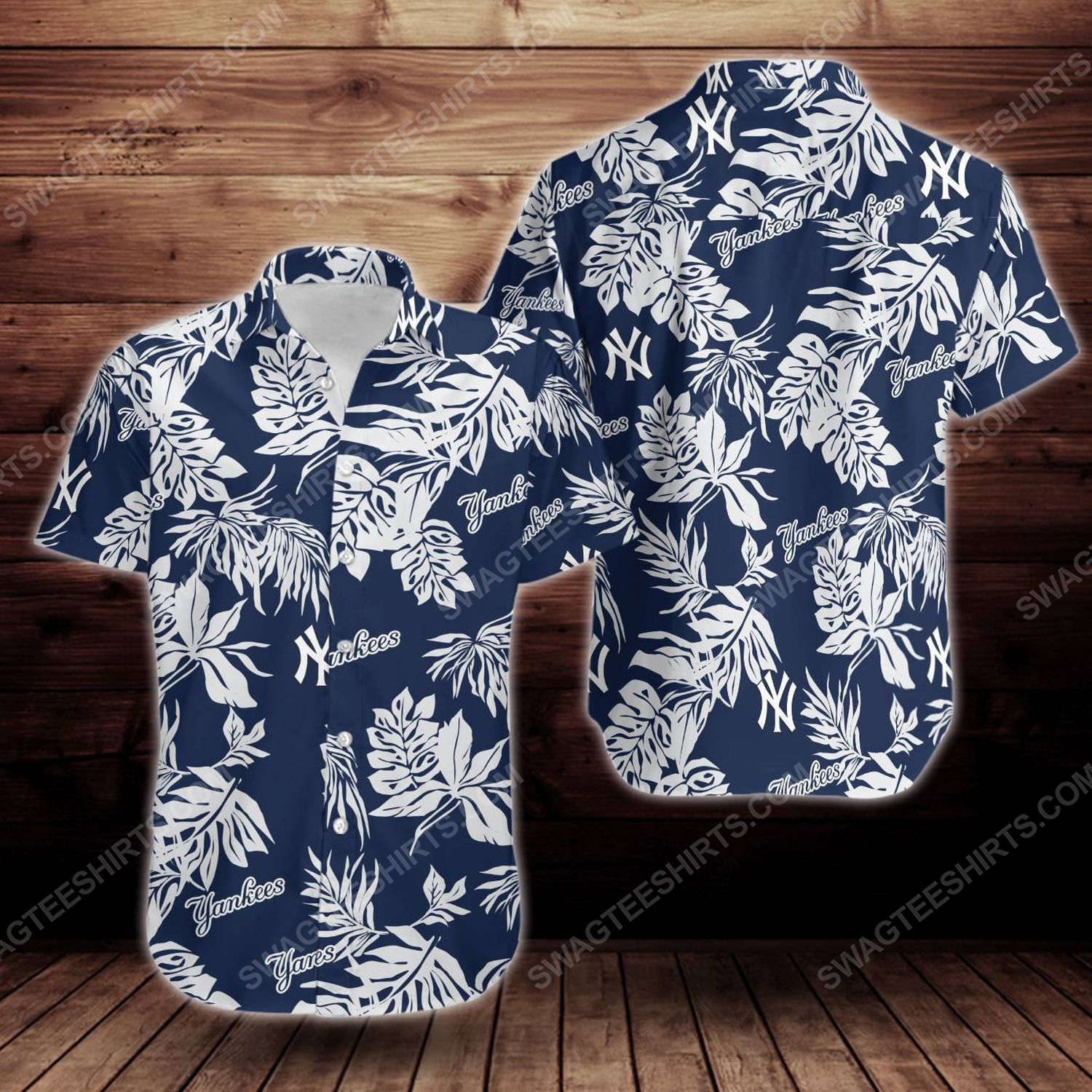 Tropical summer new york yankees short sleeve hawaiian shirt 1