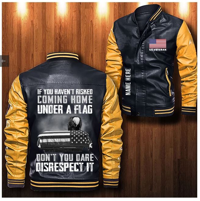 US veteran custom personalized Leather Bomber Jacket 2