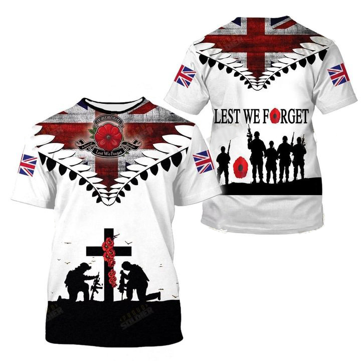 United Kingdom Veteran Lest We Forget 3D All Over Print Shirt3