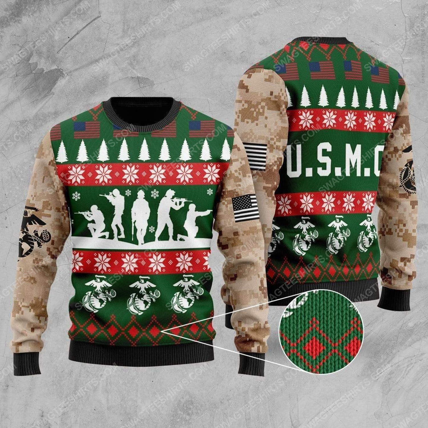 United states marine corps all over print ugly christmas sweater 1