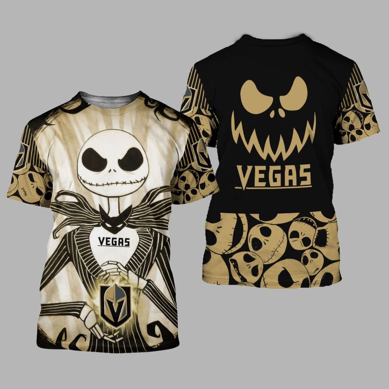 Vegas golden knights jack skellington halloween 3d all over print hoodie