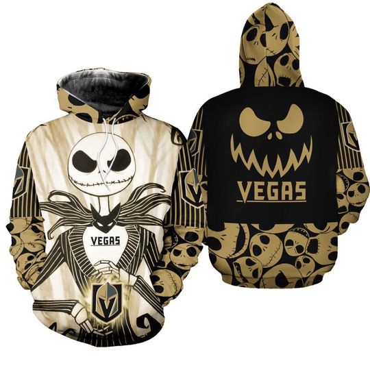 Vegas golden knights jack skellington halloween 3d all over print hoodie1