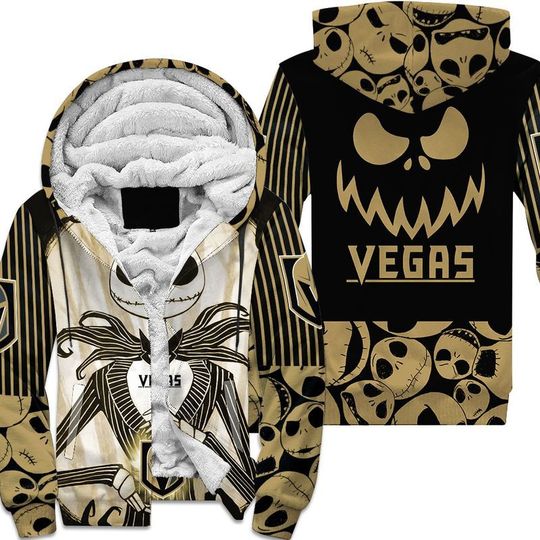 Vegas golden knights jack skellington halloween 3d all over print hoodie4