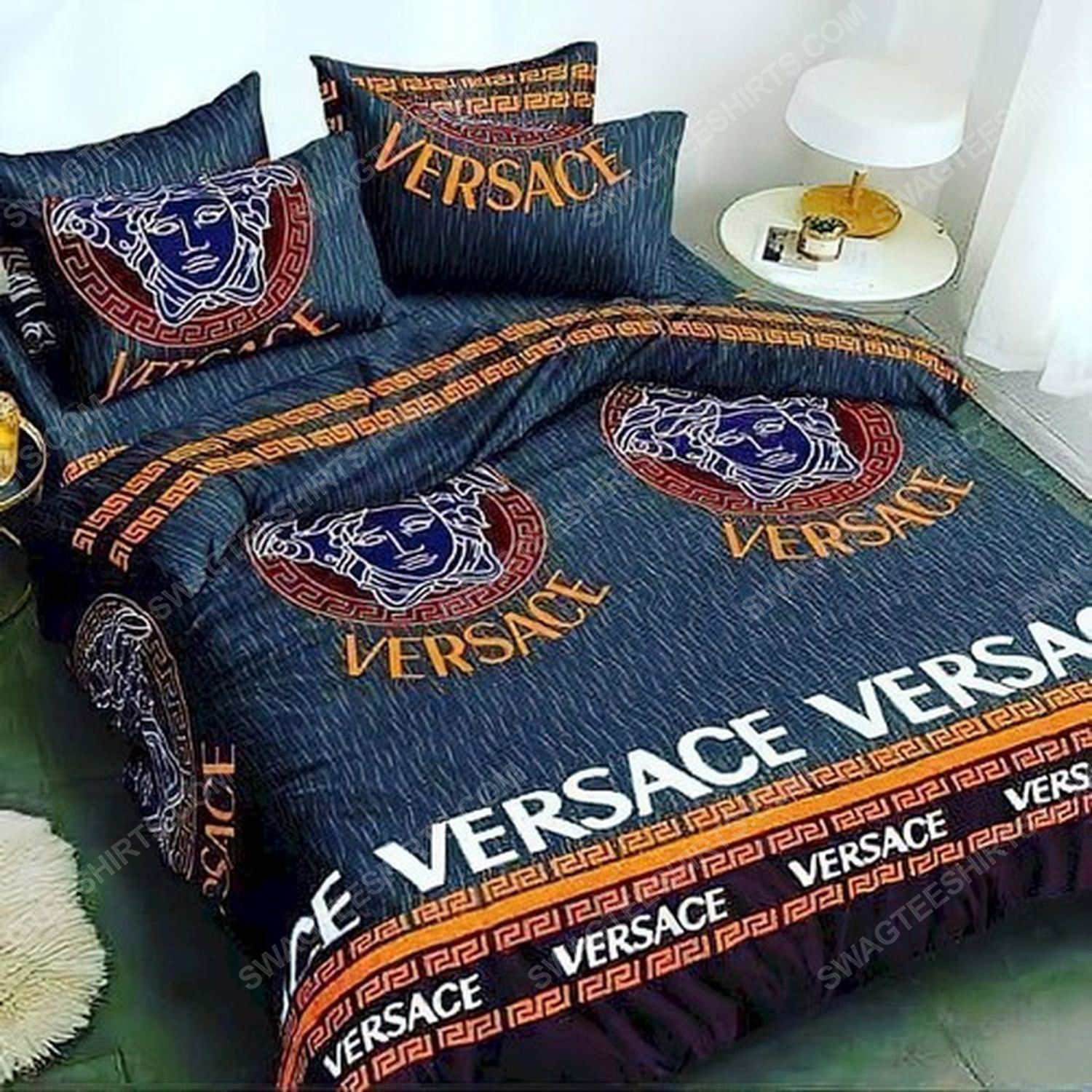 Versace home navy version full print duvet cover bedding set 1