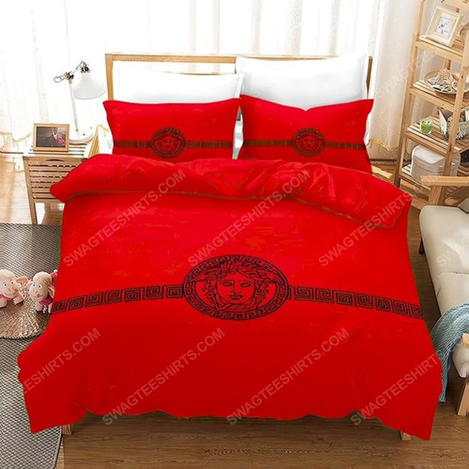 Versace home red version full print duvet cover bedding set 1