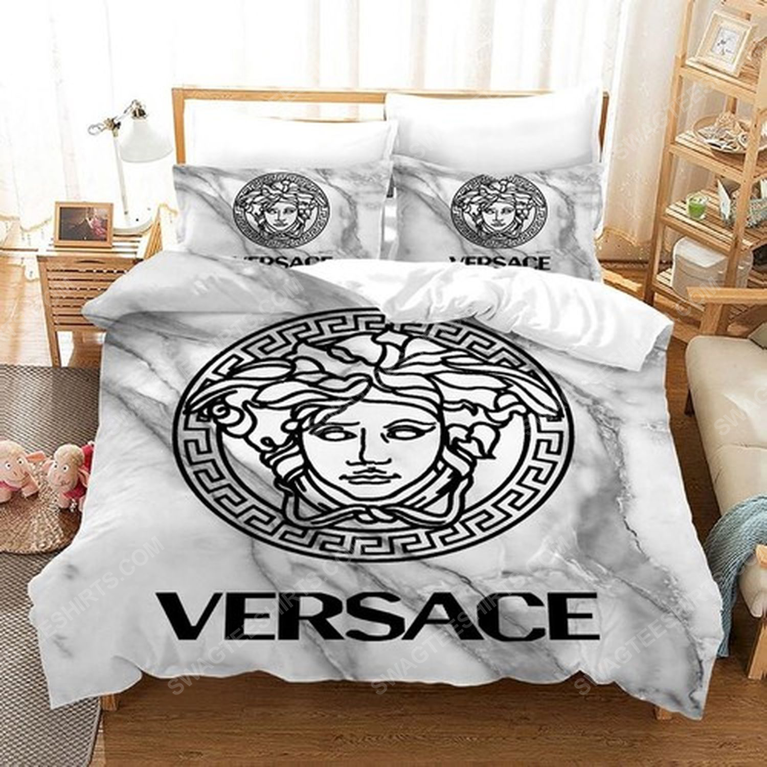 Versace home white version full print duvet cover bedding set 1