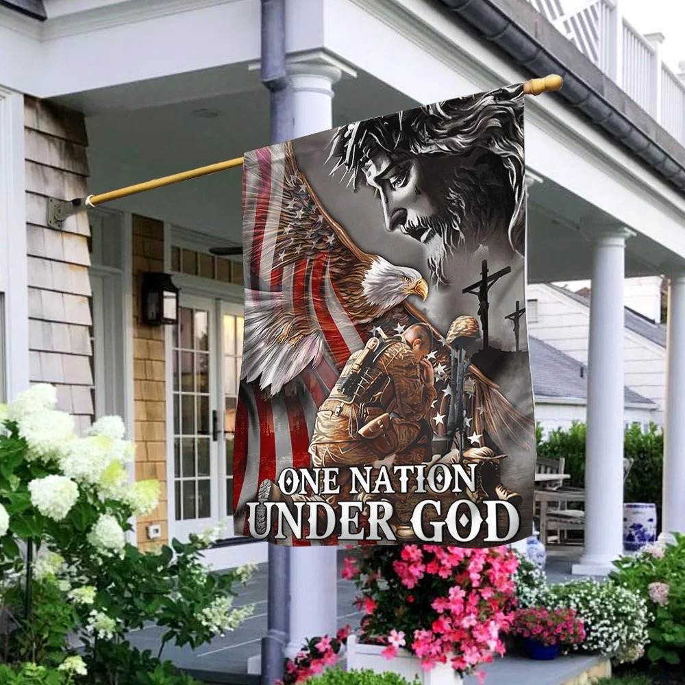 Veteran Flag One Nation Under God Eagle American 2