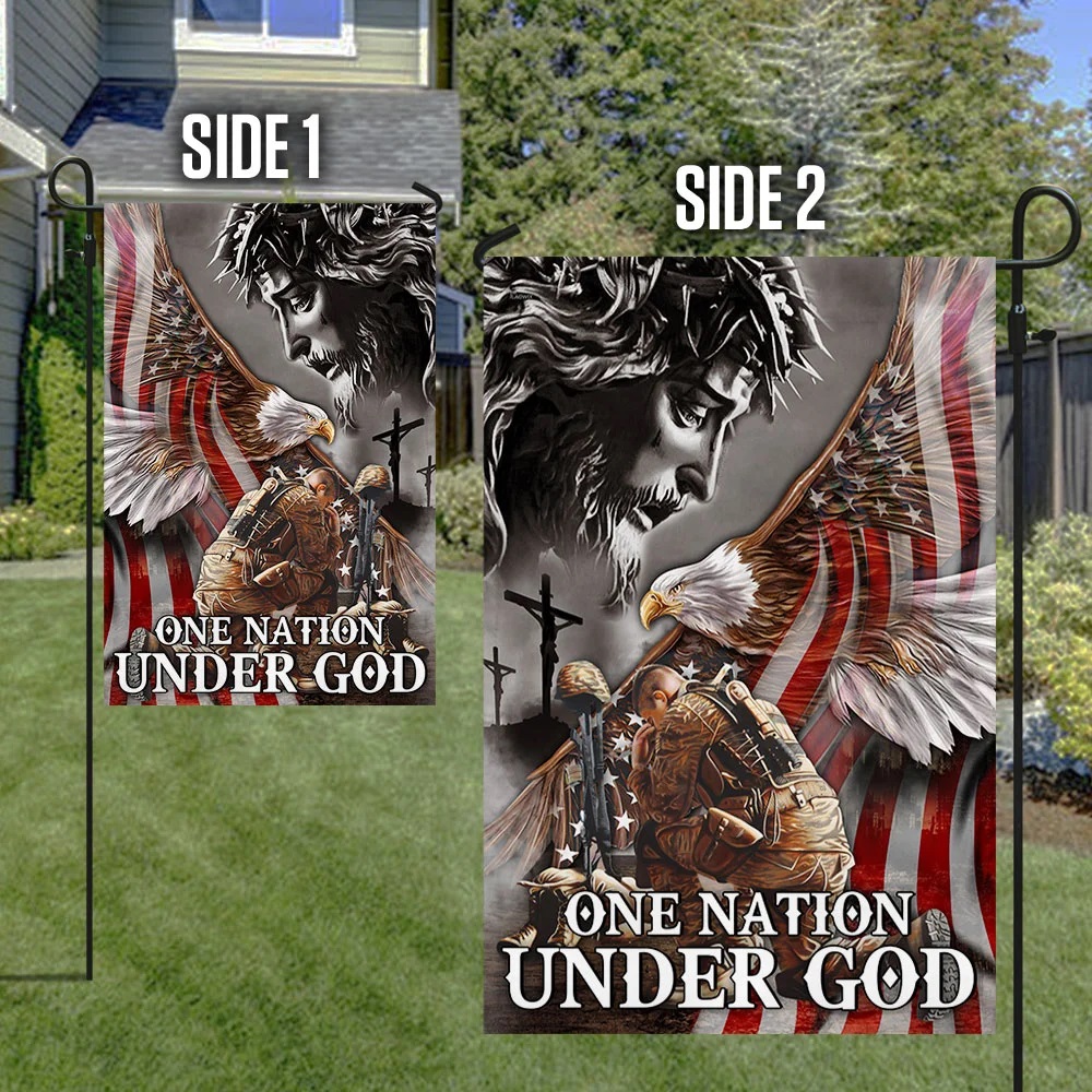 Veteran Flag One Nation Under God Eagle American - Picture 2