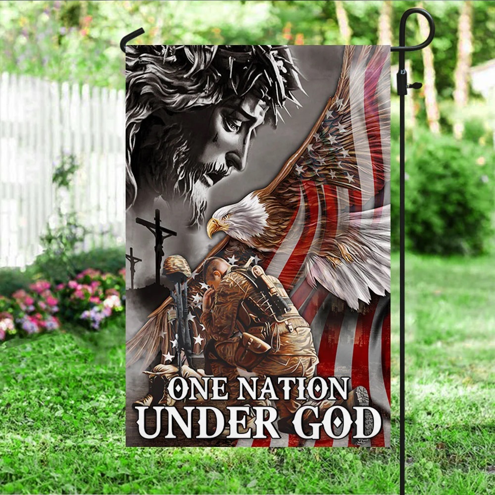Veteran Flag One Nation Under God Eagle American - Picture 3
