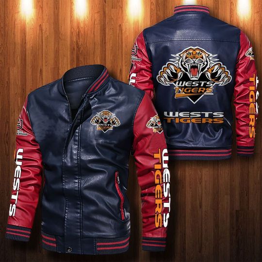Wests Tigers Leather Bomber Jacket -BBS